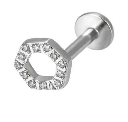 Titanium Hexagon Labret Earrings